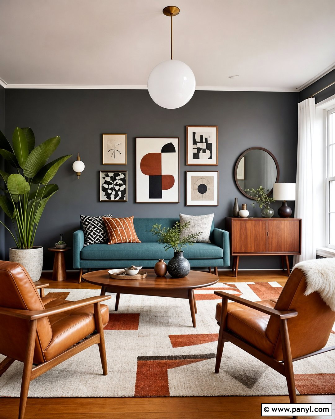 Midcentury Dark Grey Living Room Walls - 30 Dark Grey Living Room Walls