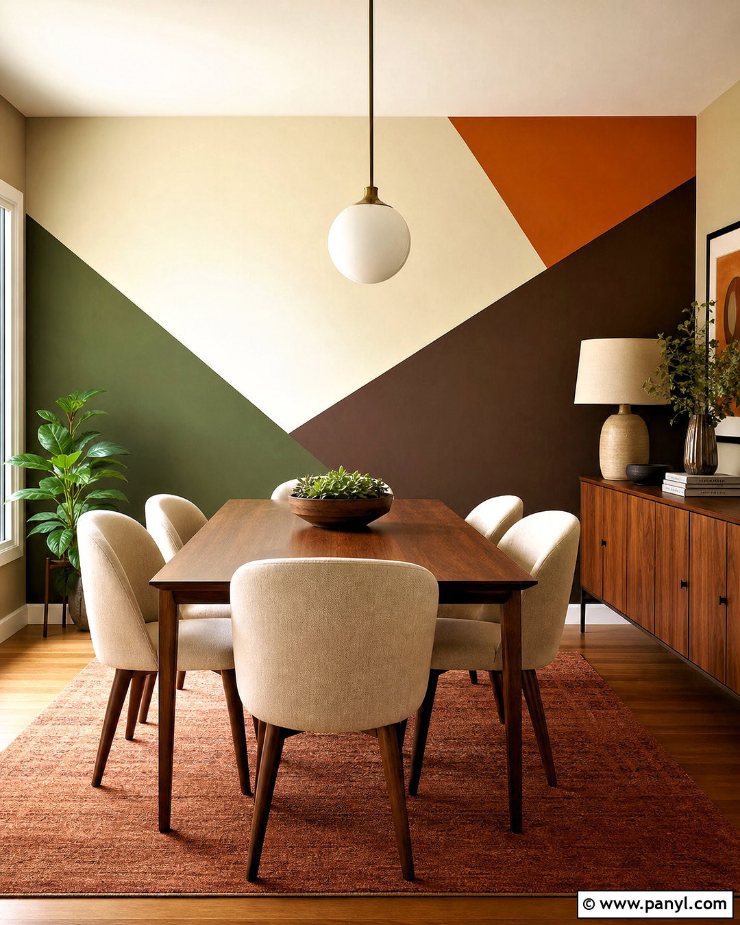 Midcentury Diagonal Geometric Wall - 20 geometric wall paint ideas
