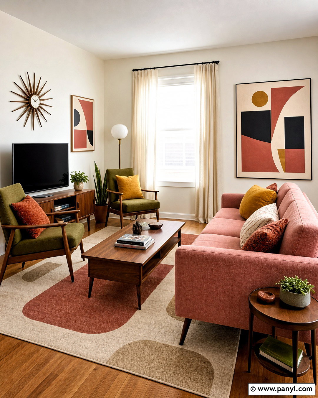 Midcentury Dusty Rose Living Room - 20 dusty rose living room ideas
