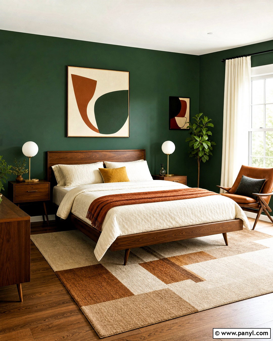 Midcentury Forest Green Bedroom - 20 forest green bedrooms