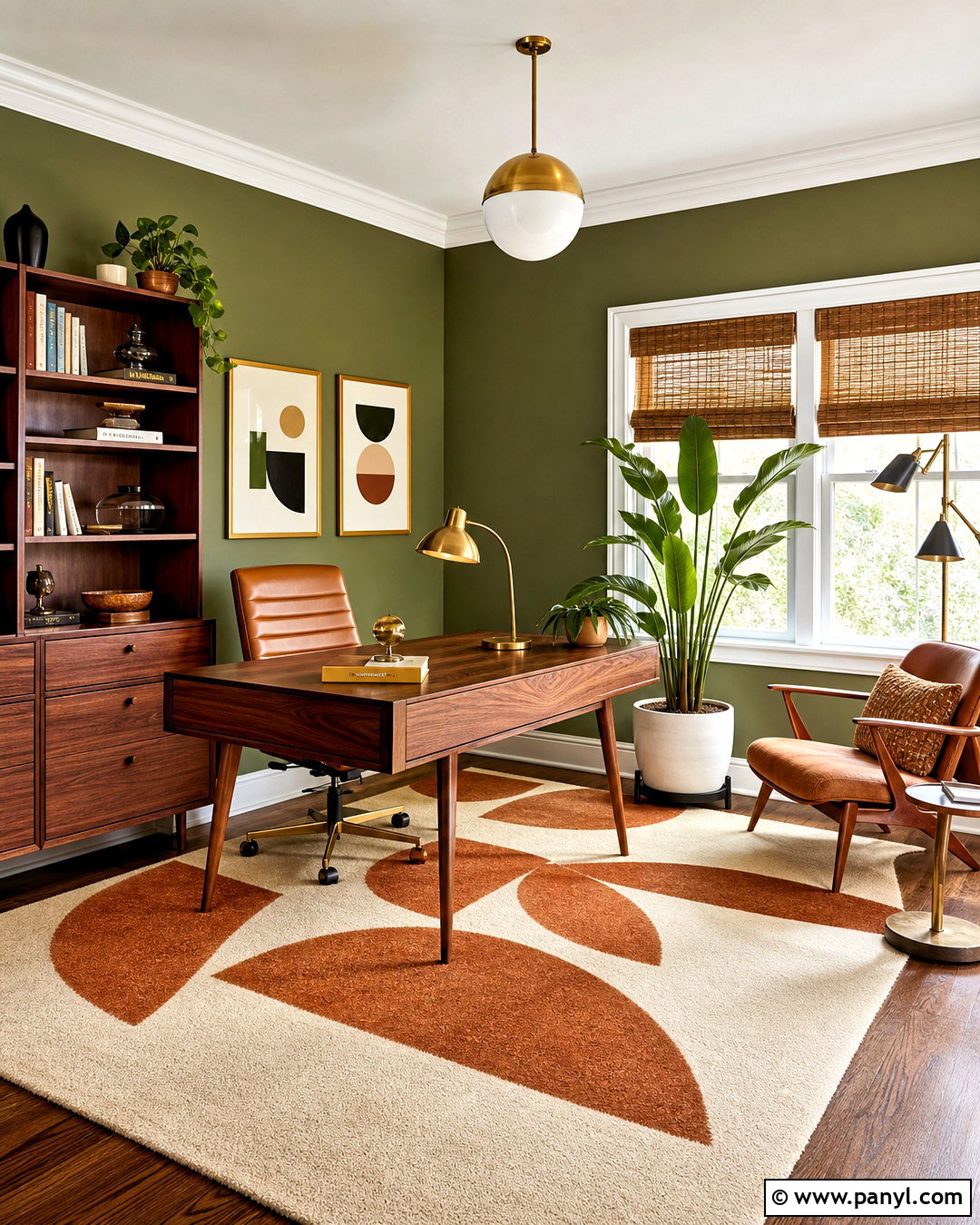 Midcentury Gold Home Office - 20 gold interior design ideas