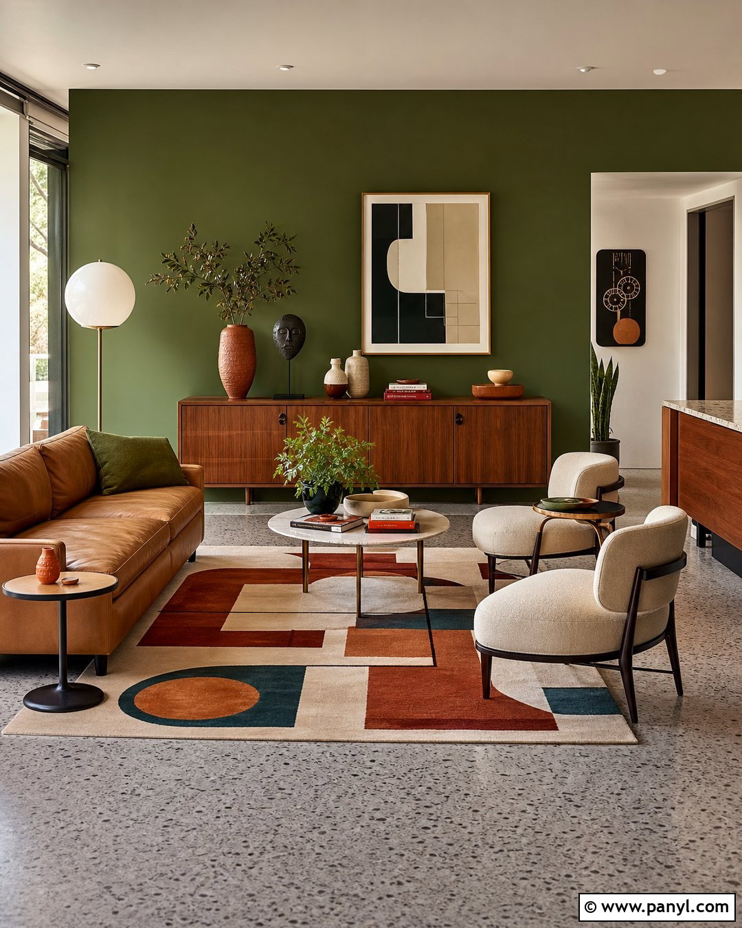 Midcentury Green Accent Wall - 30 Accent Wall Green Ideas