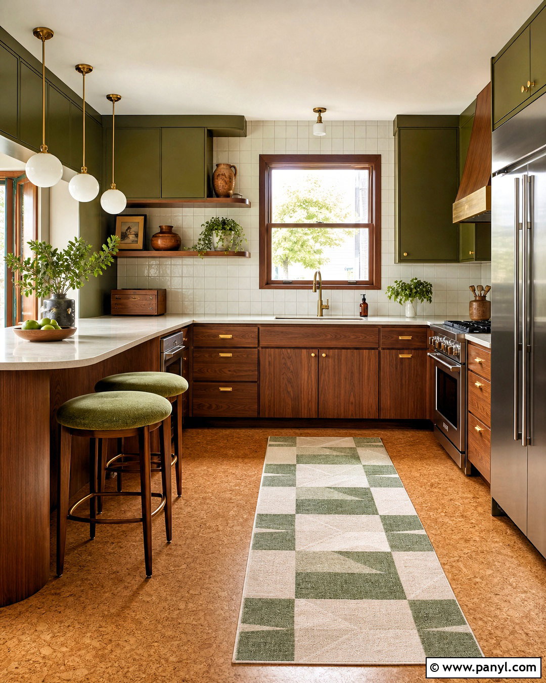 Midcentury Green And Brown Kitchen - 20 green and brown kitchen ideas