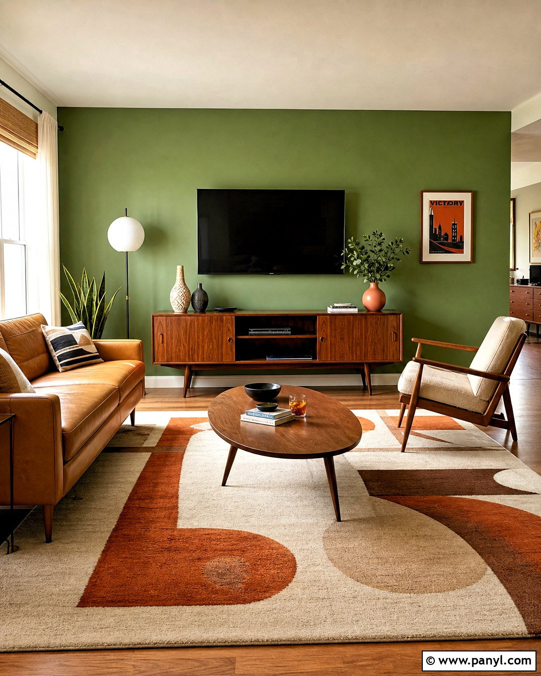Midcentury Green TV Wall - 20 green tv wall ideas