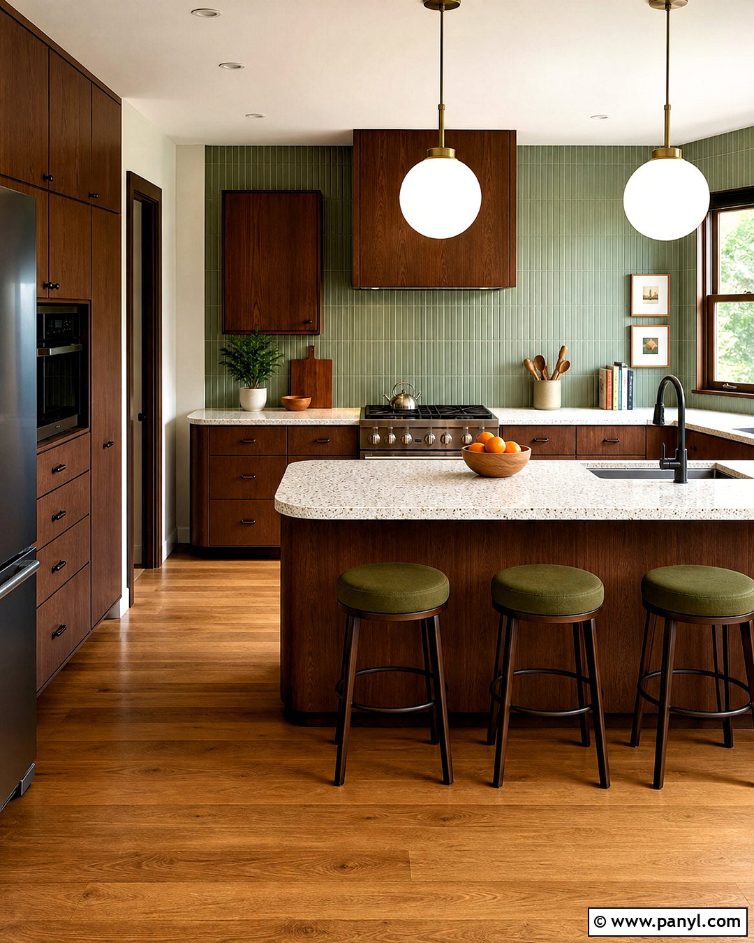 Midcentury Kitchen With Brown Cabinets - 20 kitchen ideas brown cabinets