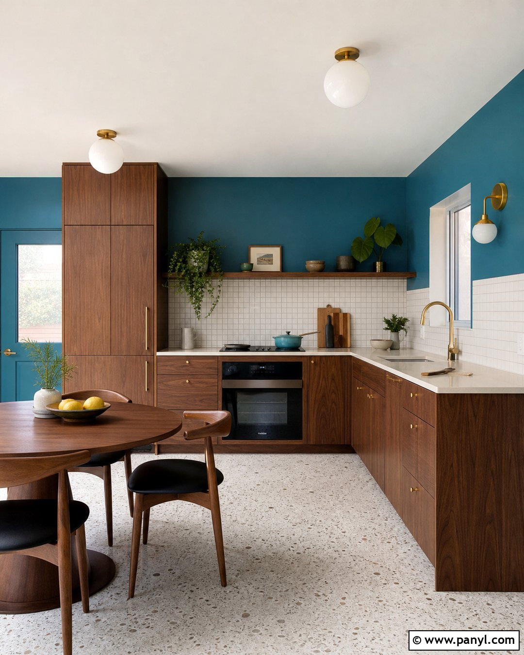 Midcentury Kitchen With Teal Walls - 20 Modern Kitchen With Teal Walls