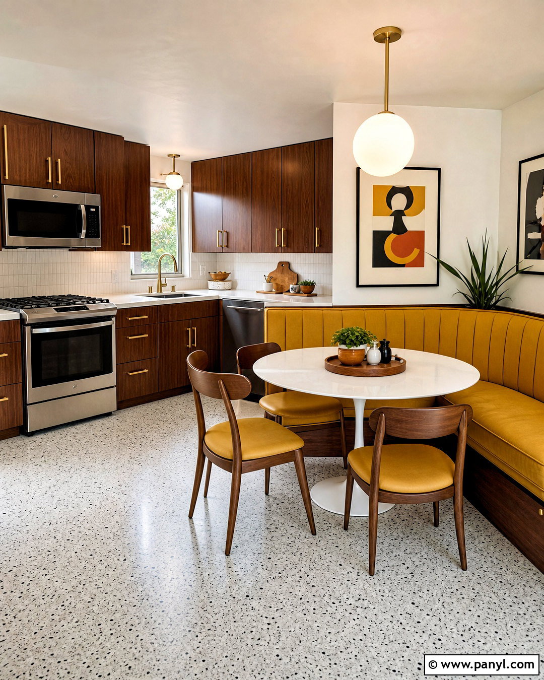 Midcentury Kitchen With Yellow Dining Nook - 20 kitchen with yellow accents