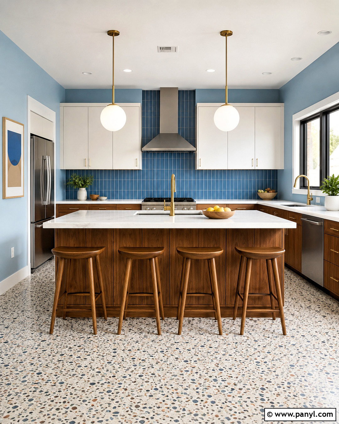 Midcentury Light Blue Kitchen Walls - 40 light blue kitchen walls