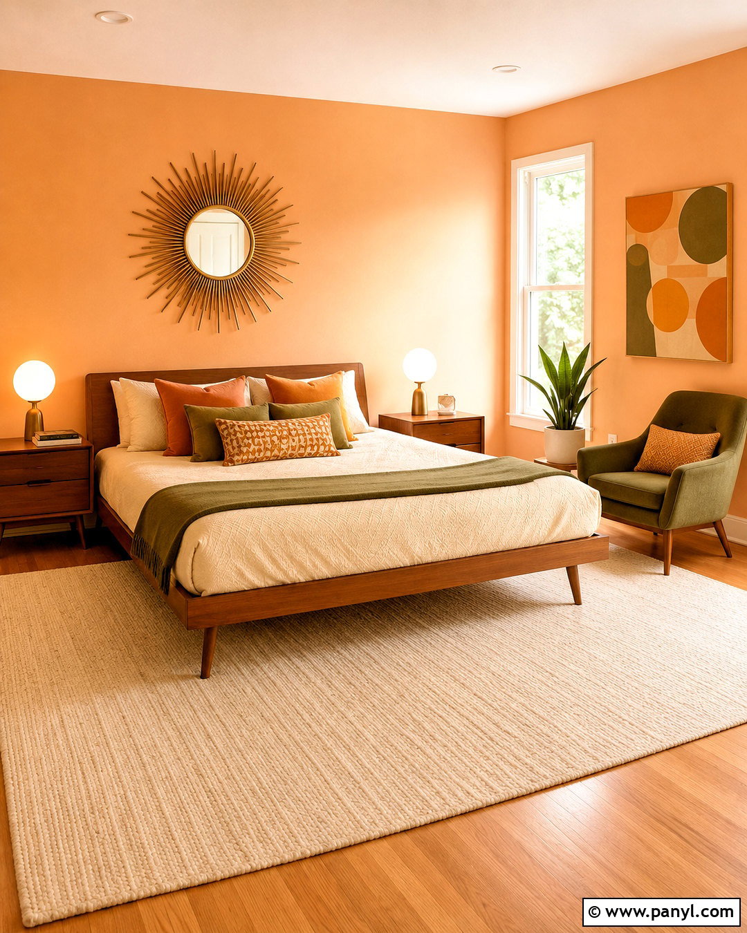 Midcentury Light Orange Bedroom - 20 light orange bedroom ideas