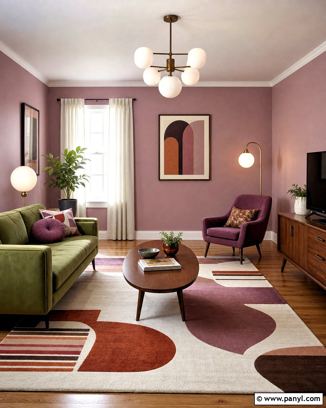 Midcentury Mauve Living Room - 20 mauve living room ideas