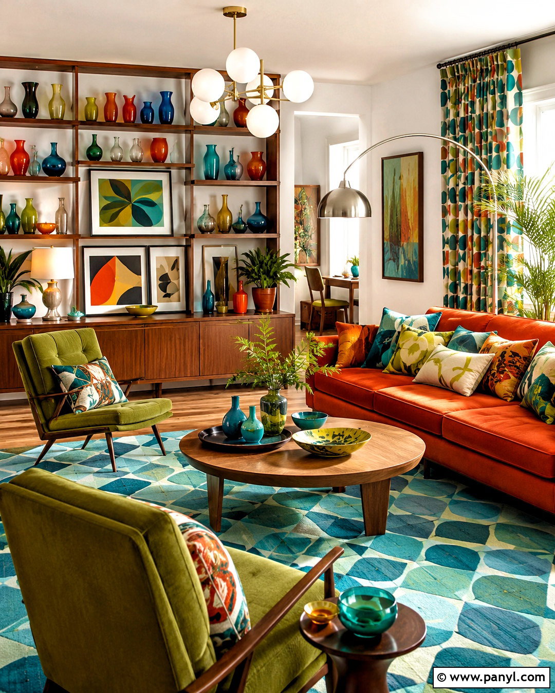 Midcentury Maximalist Living Room - 20 maximalist interior living room ideas