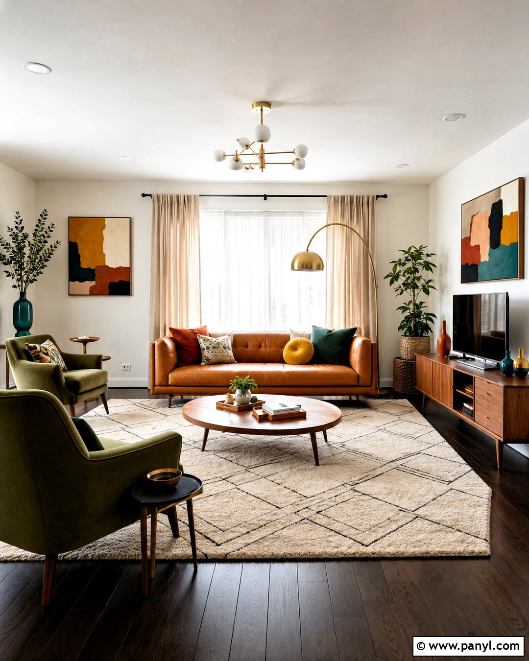 Midcentury Modern Living Room With Dark Floors - 20 living room designs dark floors