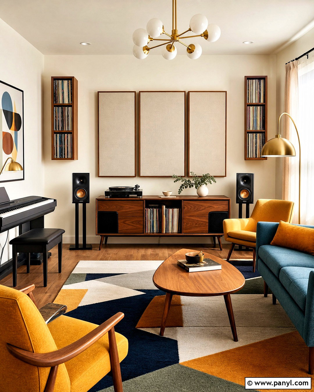 Midcentury Modern Music Room - 20 home music room design ideas