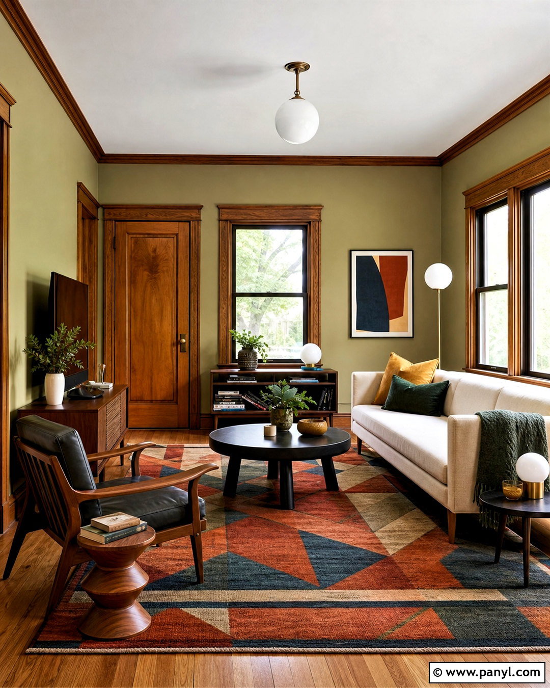 Midcentury Modern Oak Trim Living Room - 20 oak trim living room ideas