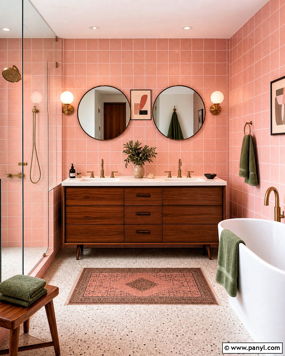 Midcentury Modern Pink Bathroom - 20 modern pink bathroom ideas