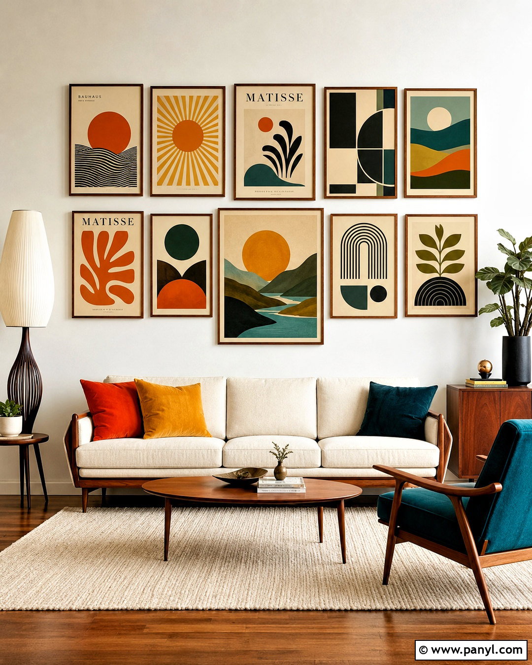 Midcentury Modern Poster Wall - 20 poster wall ideas aesthetic ideas