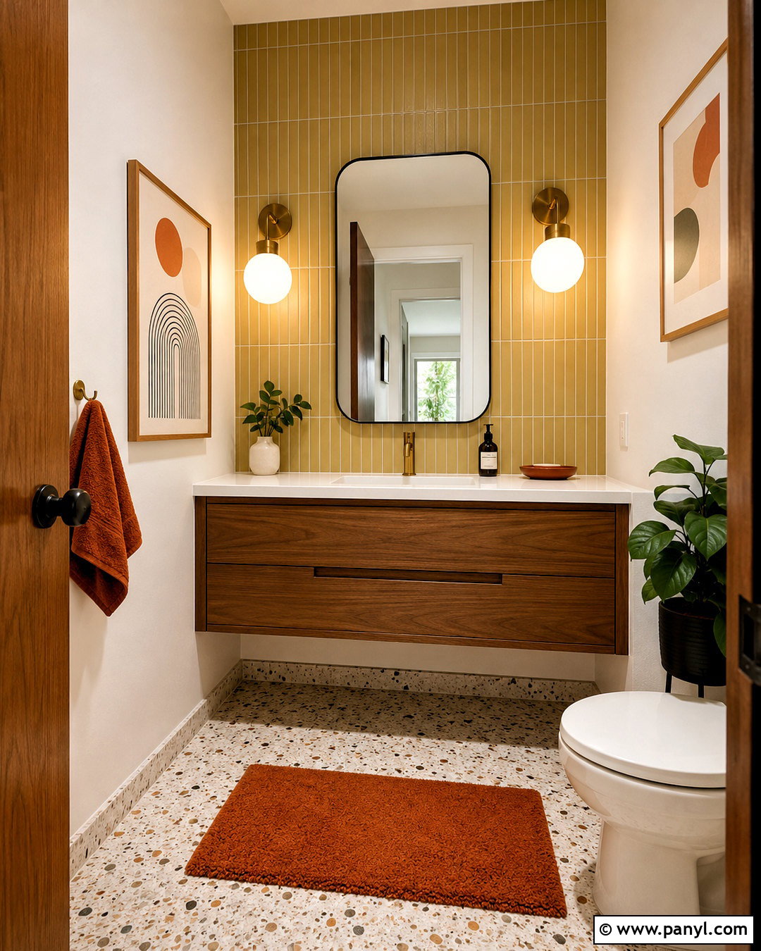 Midcentury Modern Powder Room - 20 powder room inspiration ideas