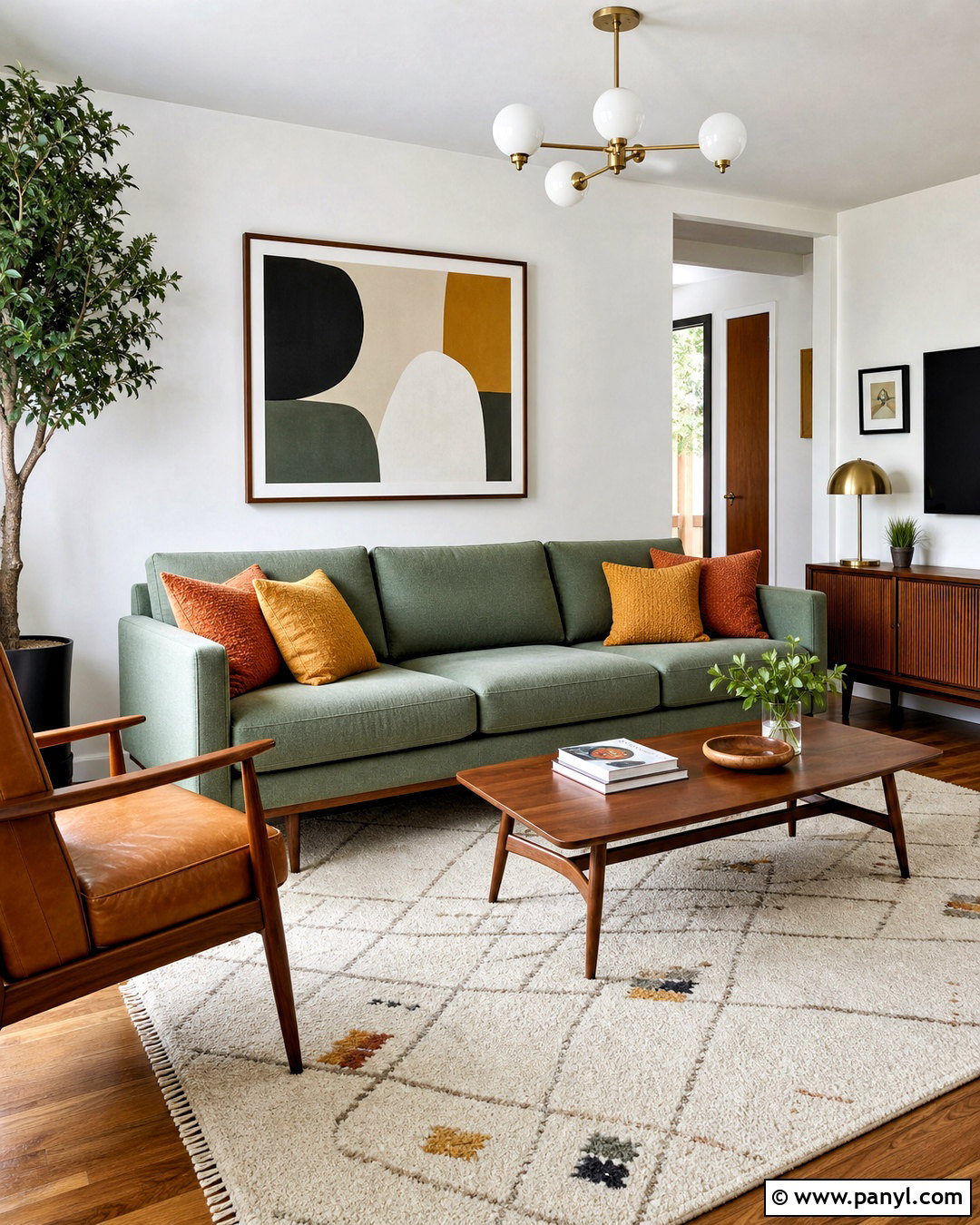 Midcentury Modern Sage Green Sofa - 20 sage green sofa living room ideas