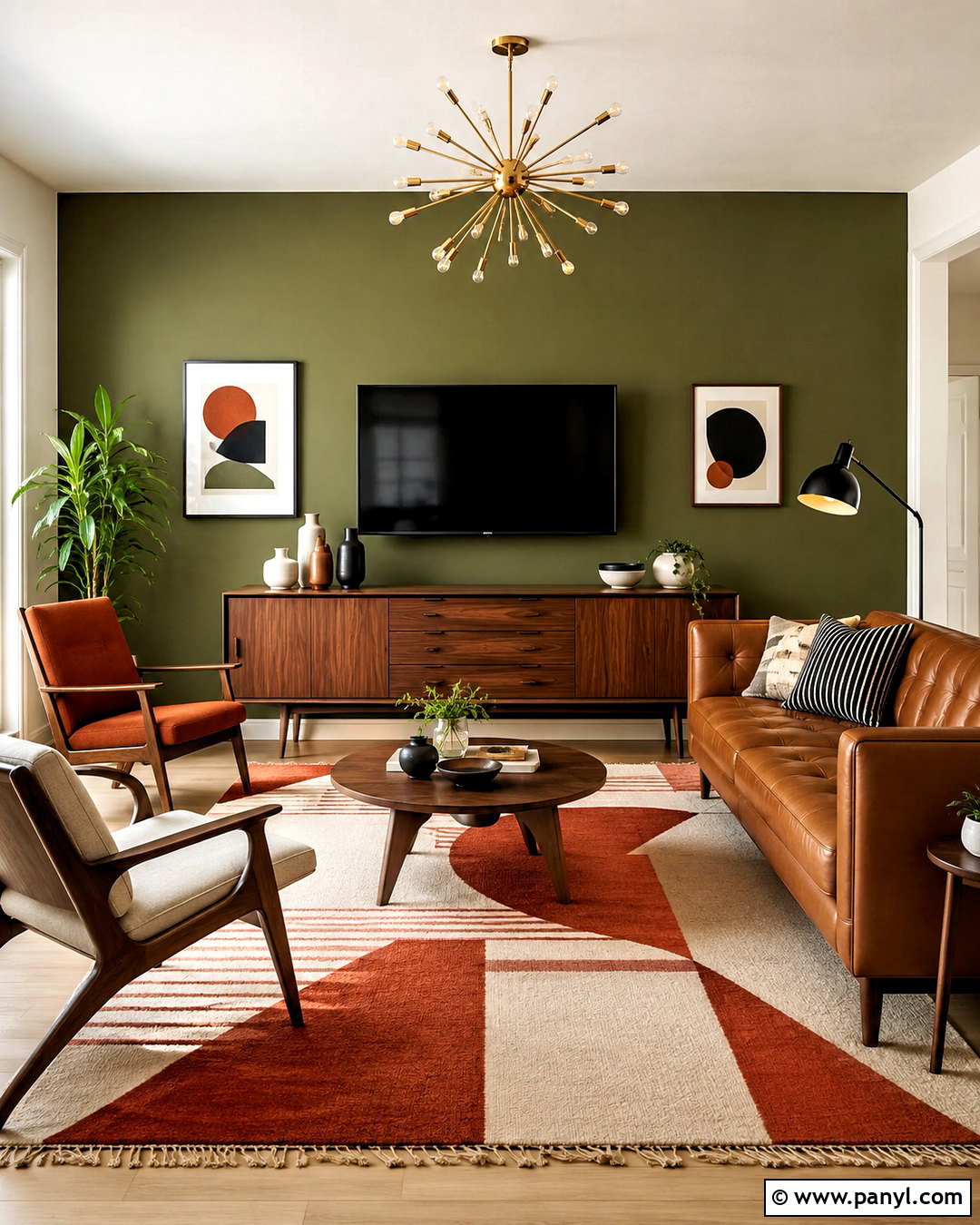 Midcentury Modern TV Wall - 20 living room decor tv wall ideas