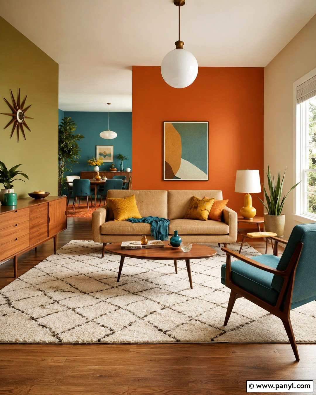 Midcentury Modern Wall Colors - 20 Each Wall Different Color Ideas