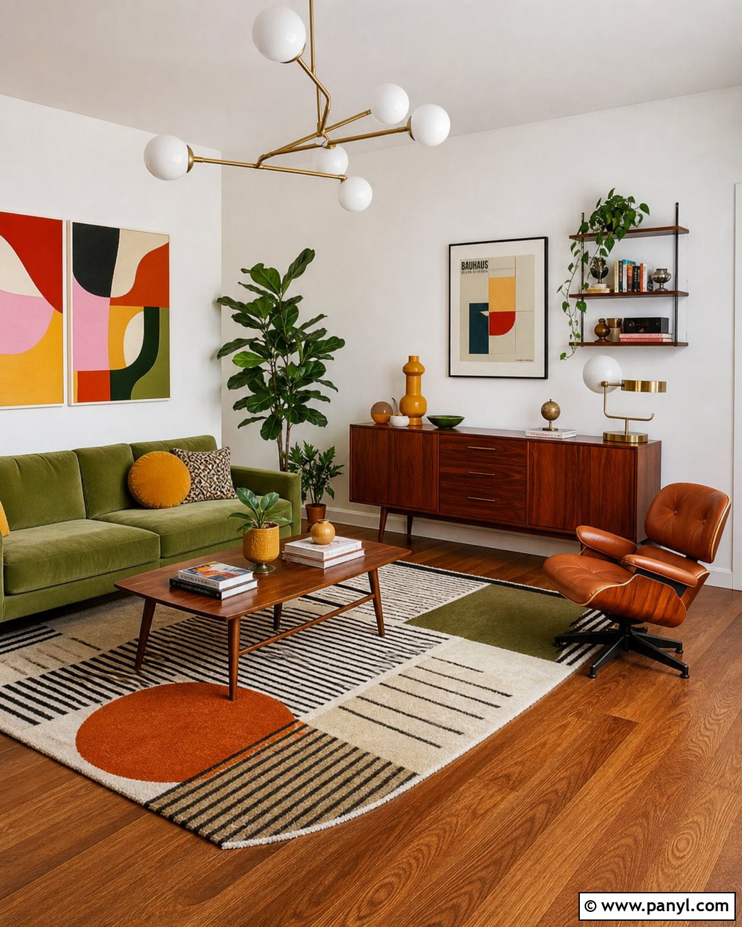 Midcentury Modern White Wall Interior - 30 White Wall Interior Ideas