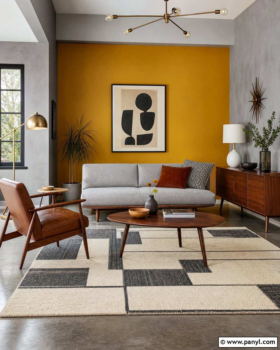 Midcentury Mustard And Grey Living Room Walls - 20 Mustard And Grey Walls