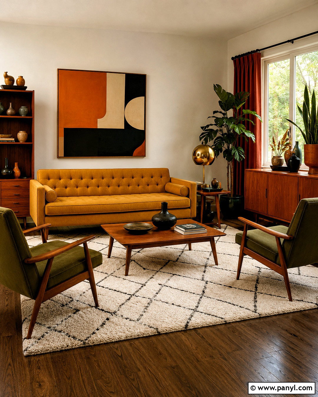 Midcentury Ochre Living Room - 20 ochre living room ideas