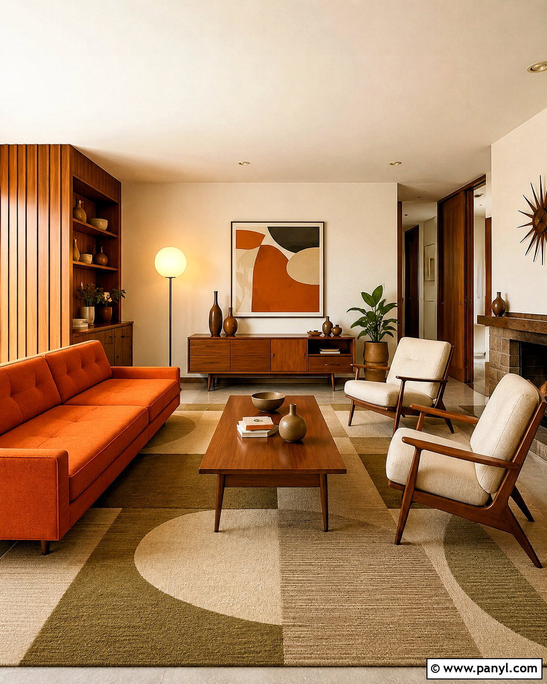 Midcentury Orange Living Room - 20 orange home ideas