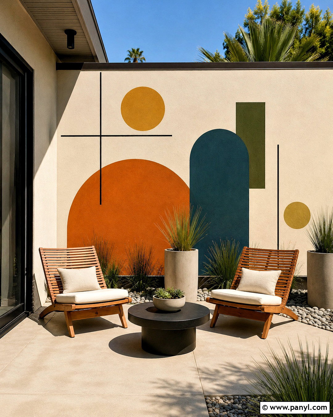 Midcentury Outdoor Wall Mural - 20 outdoor wall painting ideas