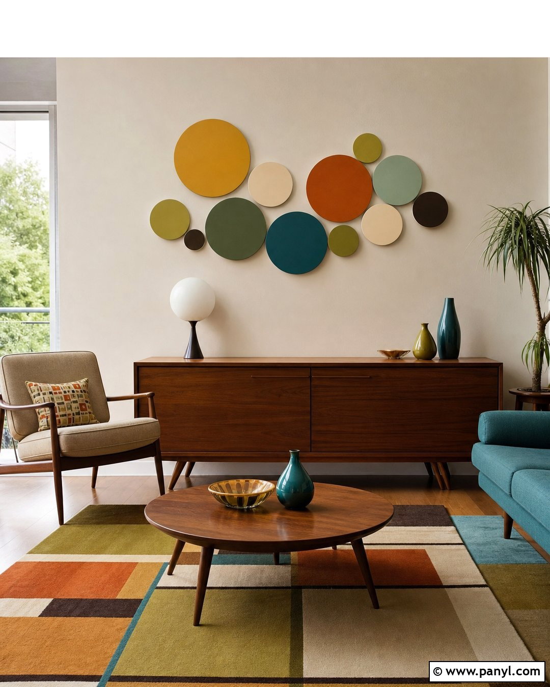 Midcentury Paint Chip Circle Wall - 20 Paint Chips On Wall Ideas