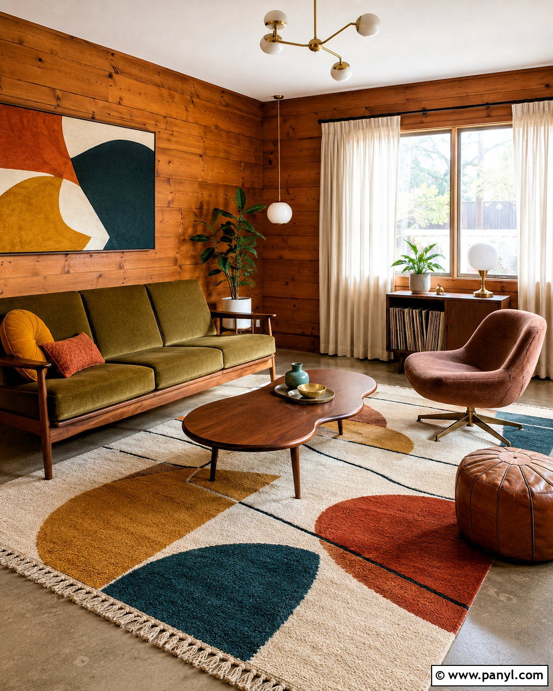 Midcentury Pine Walls Living Room - 20 pine walls living room ideas