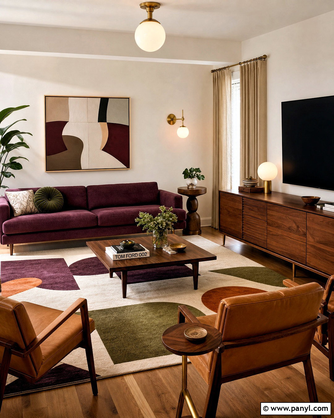 Midcentury Plum Living Room - 20 plum living room ideas