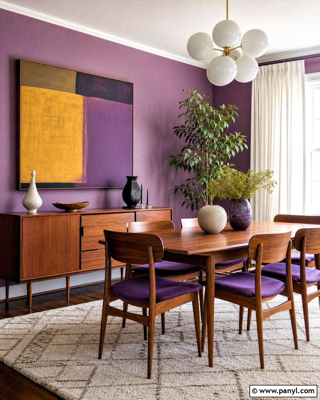 Midcentury Purple Dining Room - 20 purple dining room ideas