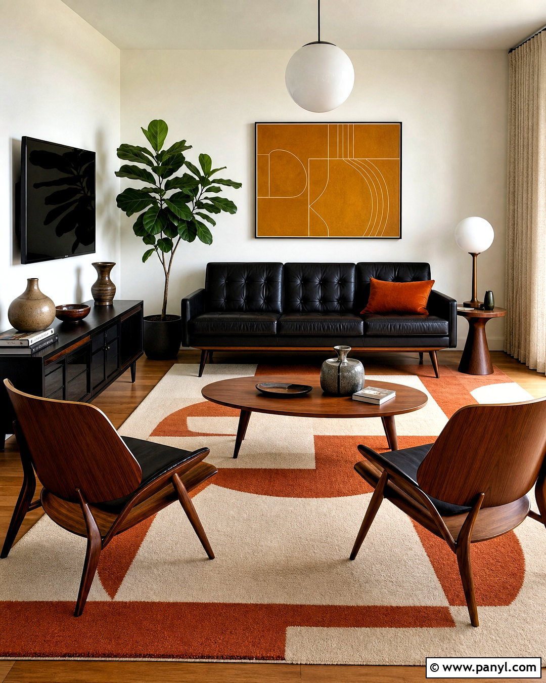 Midcentury Room With Black Furniture - 20 room with black furniture ideas