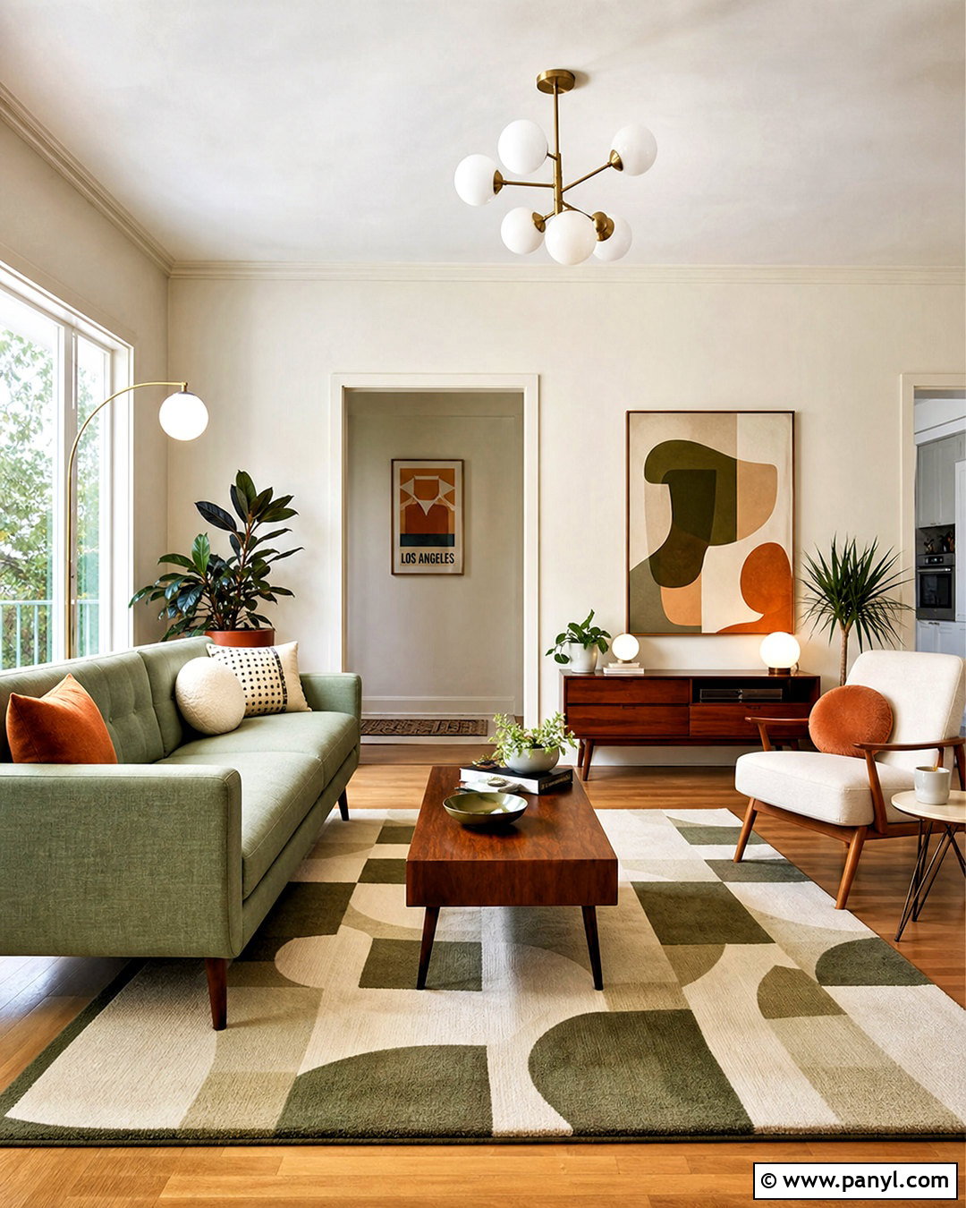 Midcentury Sage Green And Cream Living Room - 20 sage green and cream living room ideas