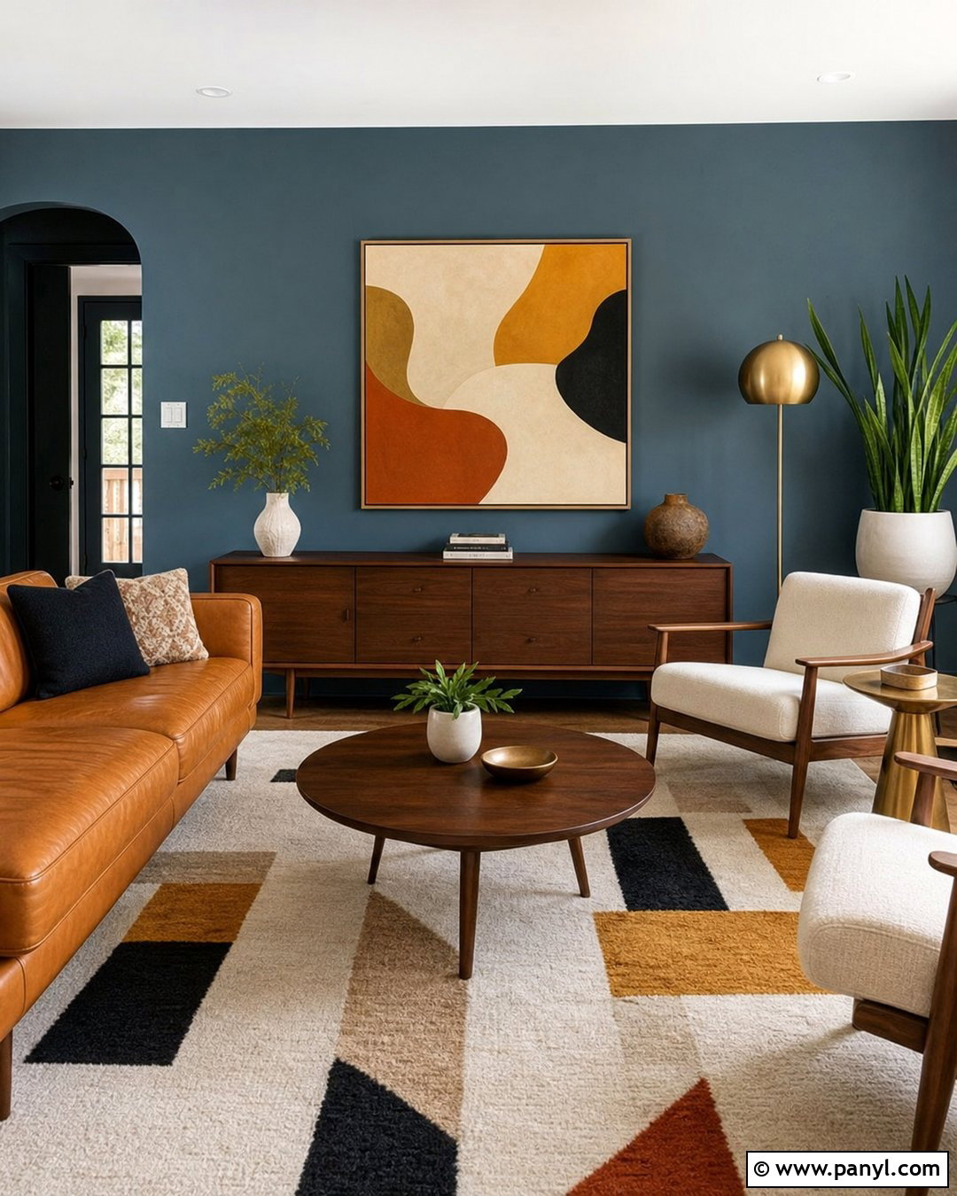 Midcentury Slate Blue Accent Wall - 25 Slate Blue Accent Wall Ideas