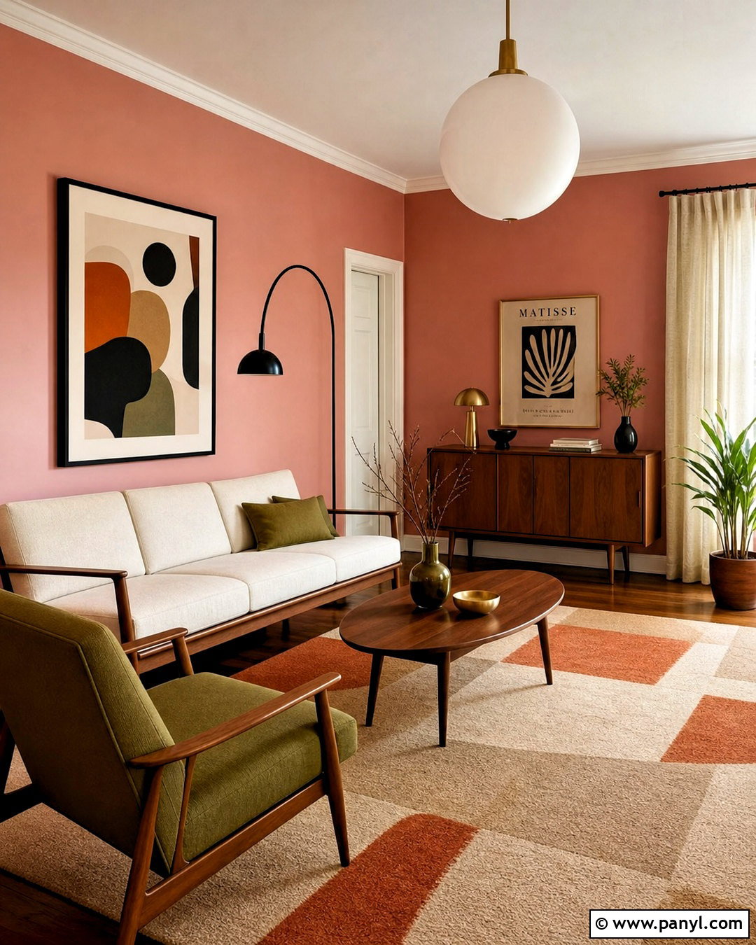 Midcentury Sulking Room Pink Living Room - 20 sulking room pink living room ideas