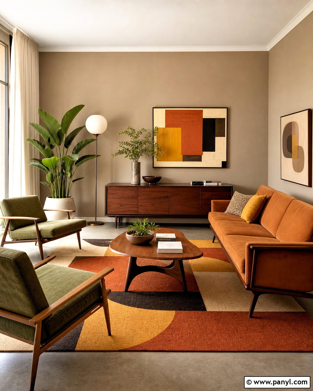 Midcentury Taupe Walls Living Room - 20 taupe walls living room ideas
