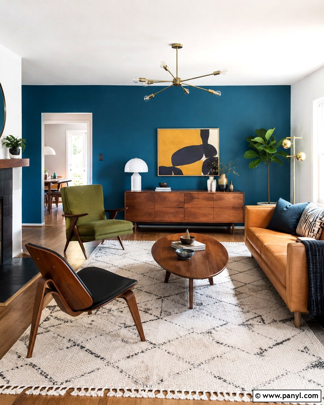 Midcentury Teal Accent Wall - 20 Teal Accent Walls