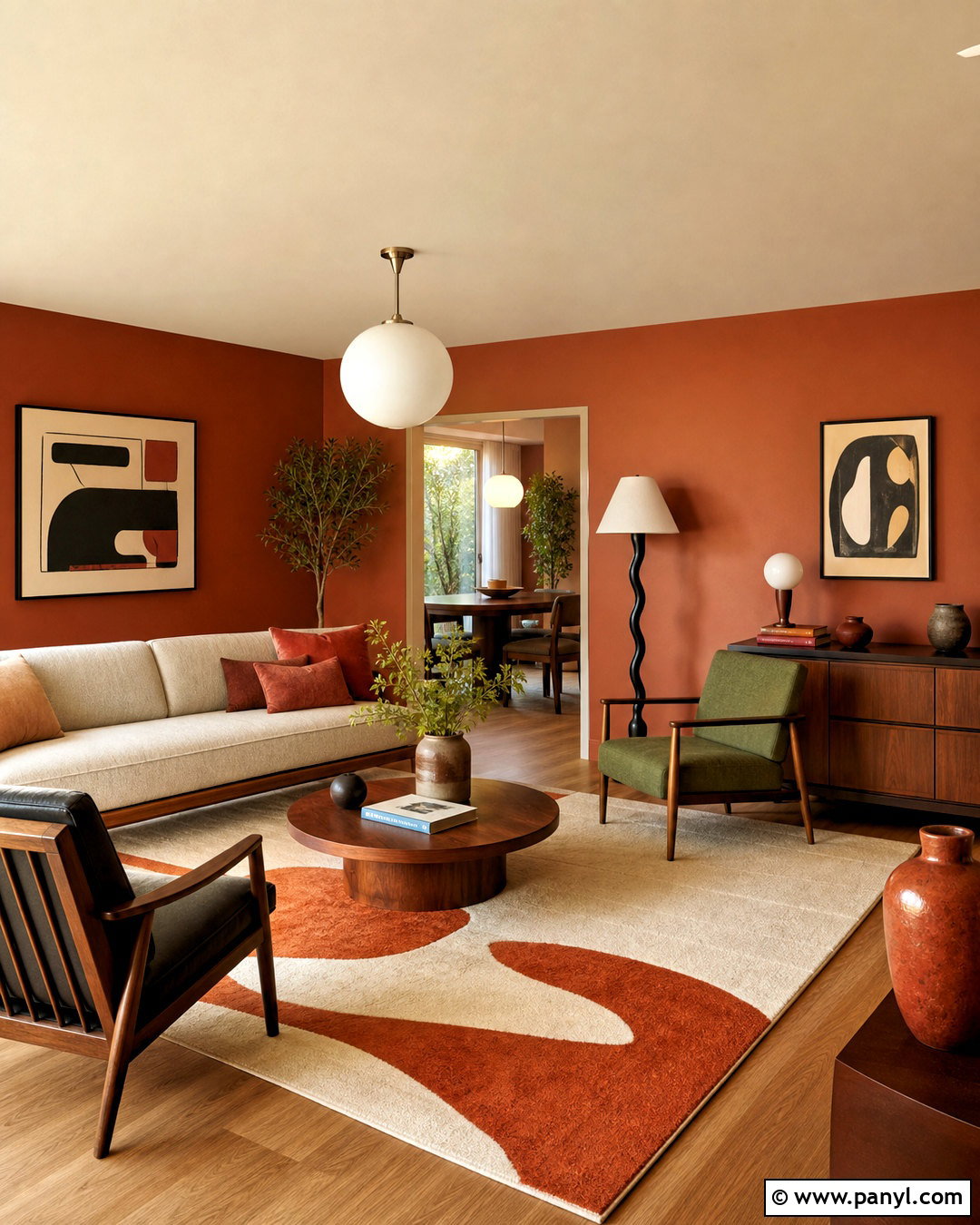 Midcentury Terra Cotta Living Room - 20 terra cotta living room ideas