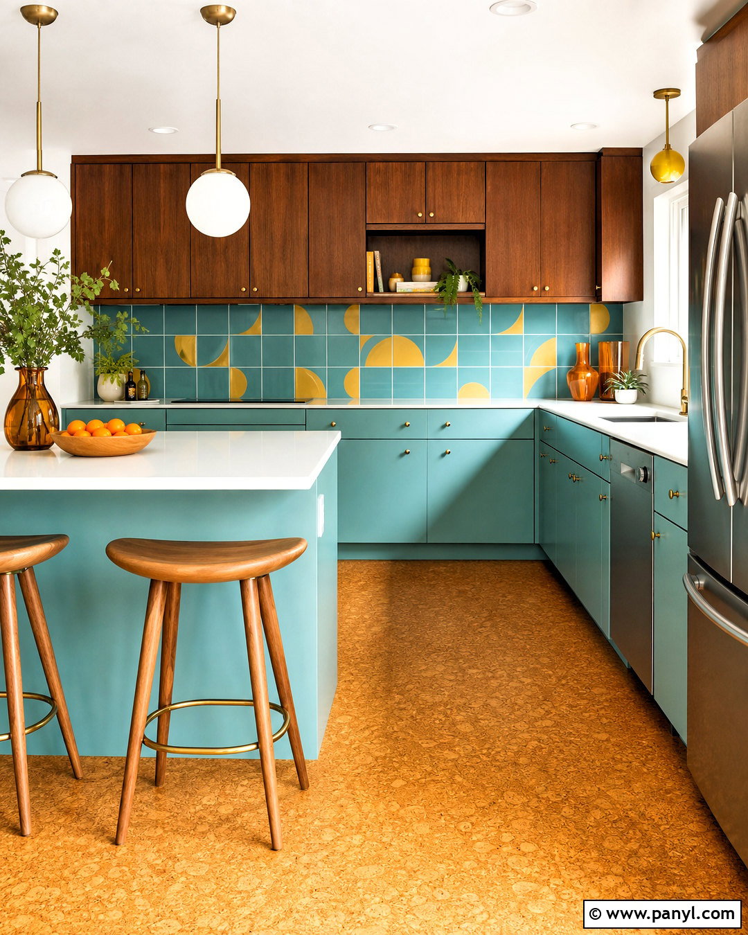 Midcentury Turquoise Kitchen - 20 turquoise kitchen ideas
