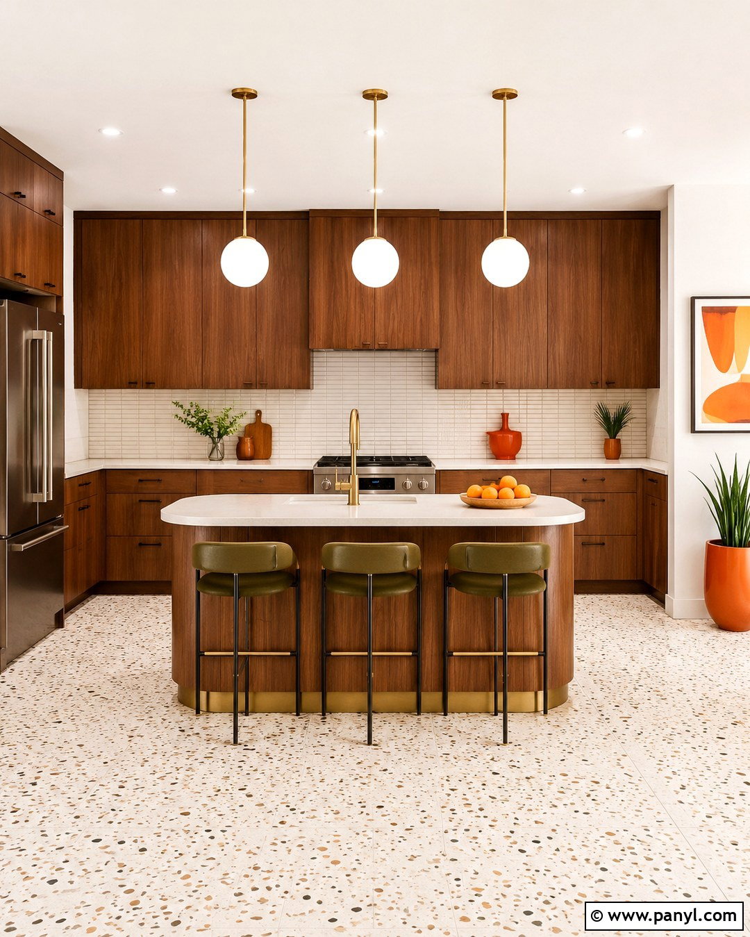 Midcentury Walnut Cabinets With White Walls - 20 White Walls Brown Cabinets