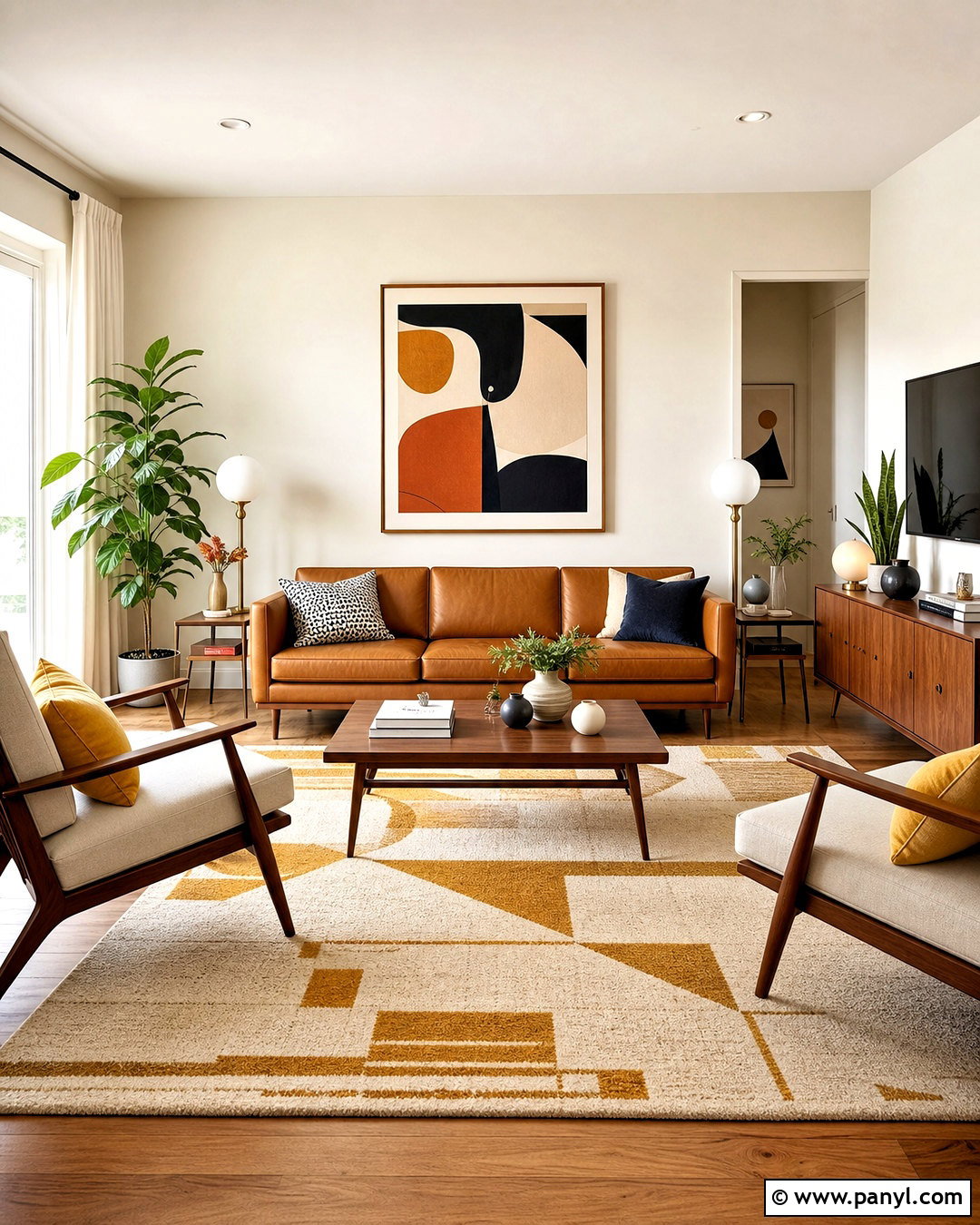 Midcentury Warm White Living Room - 20 warm white living room ideas
