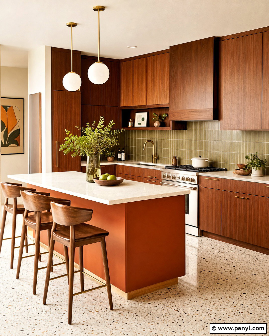 Midcentury Warm Wood Kitchen - 20 warm toned kitchen ideas