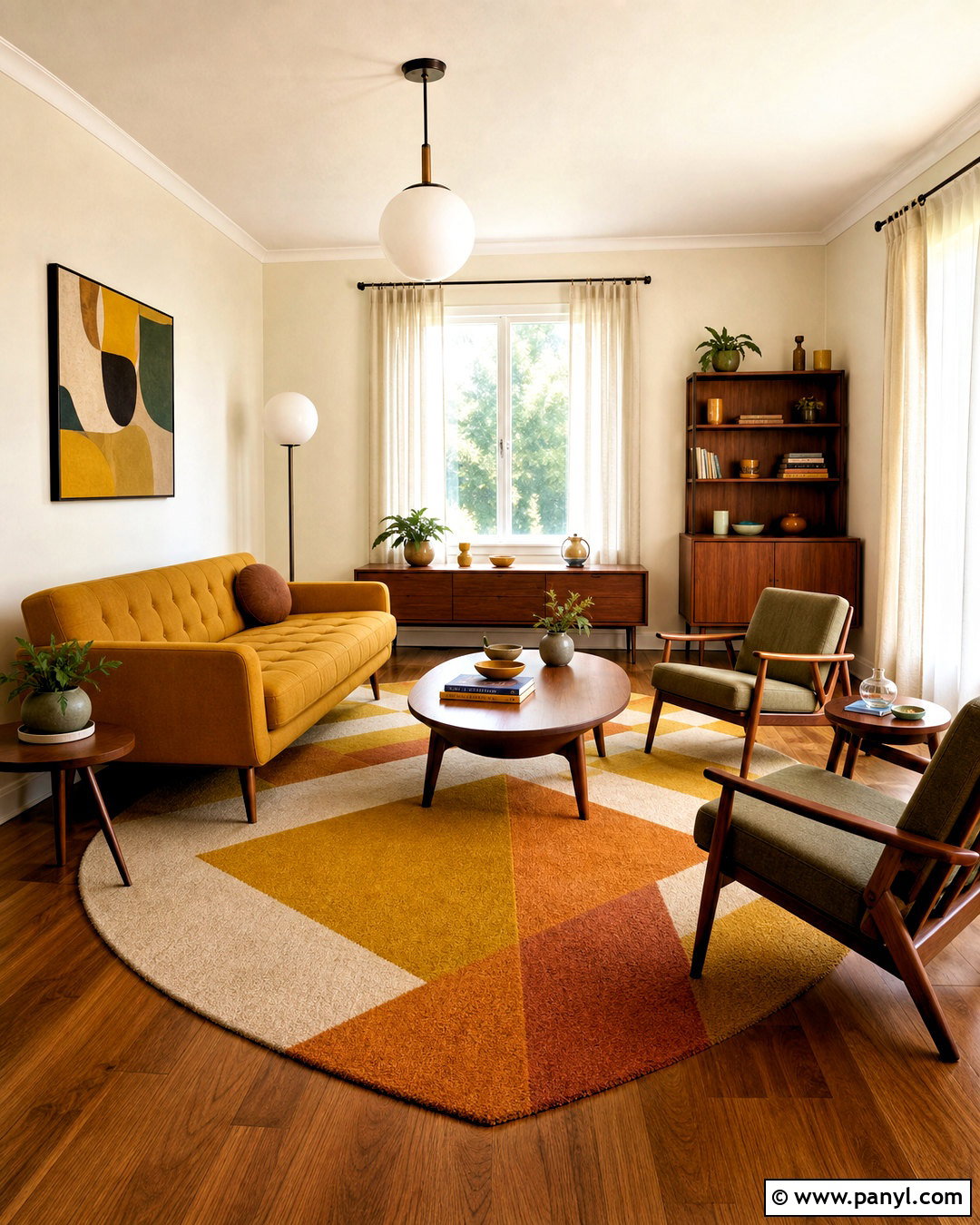 Midcentury Yellow Living Room - 20 yellow interior design living room ideas
