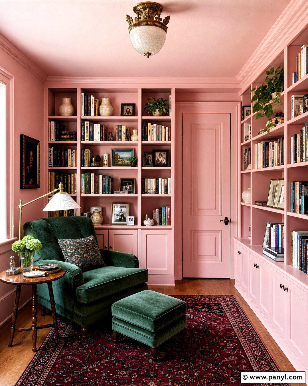 Middleton Pink Color Drenched Reading Room - 20 middleton pink farrow and ball ideas