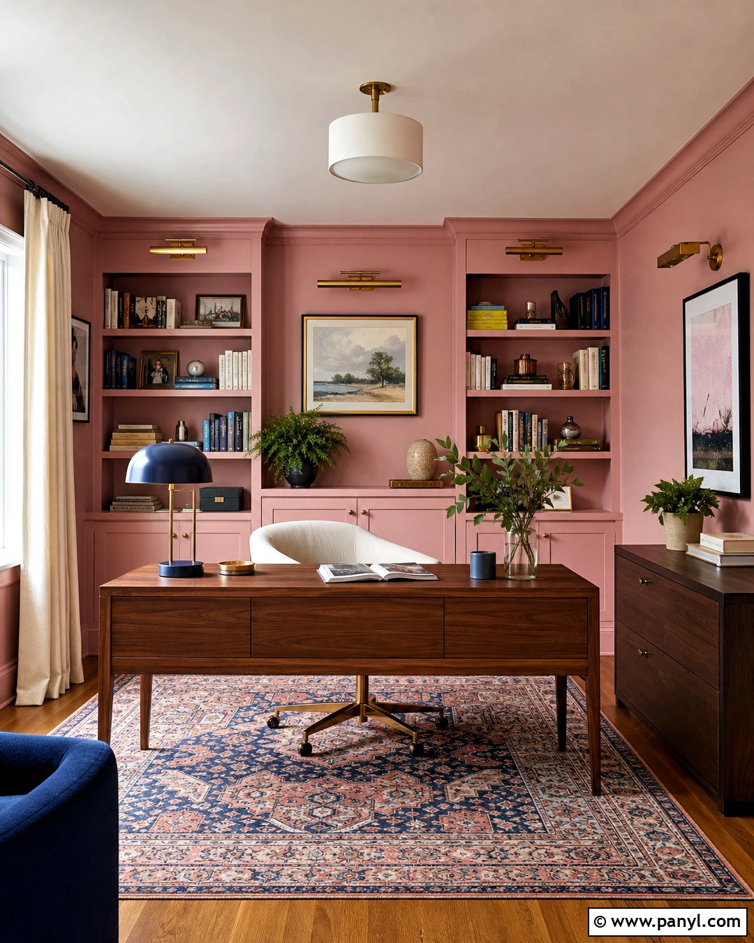 Middleton Pink Home Office With Walnut Desk - 20 middleton pink farrow and ball ideas