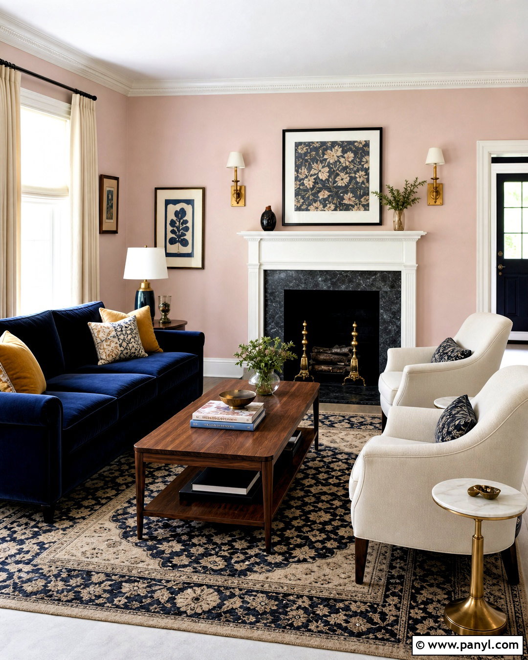 Middleton Pink Living Room With Navy Sofa - 20 middleton pink farrow and ball ideas