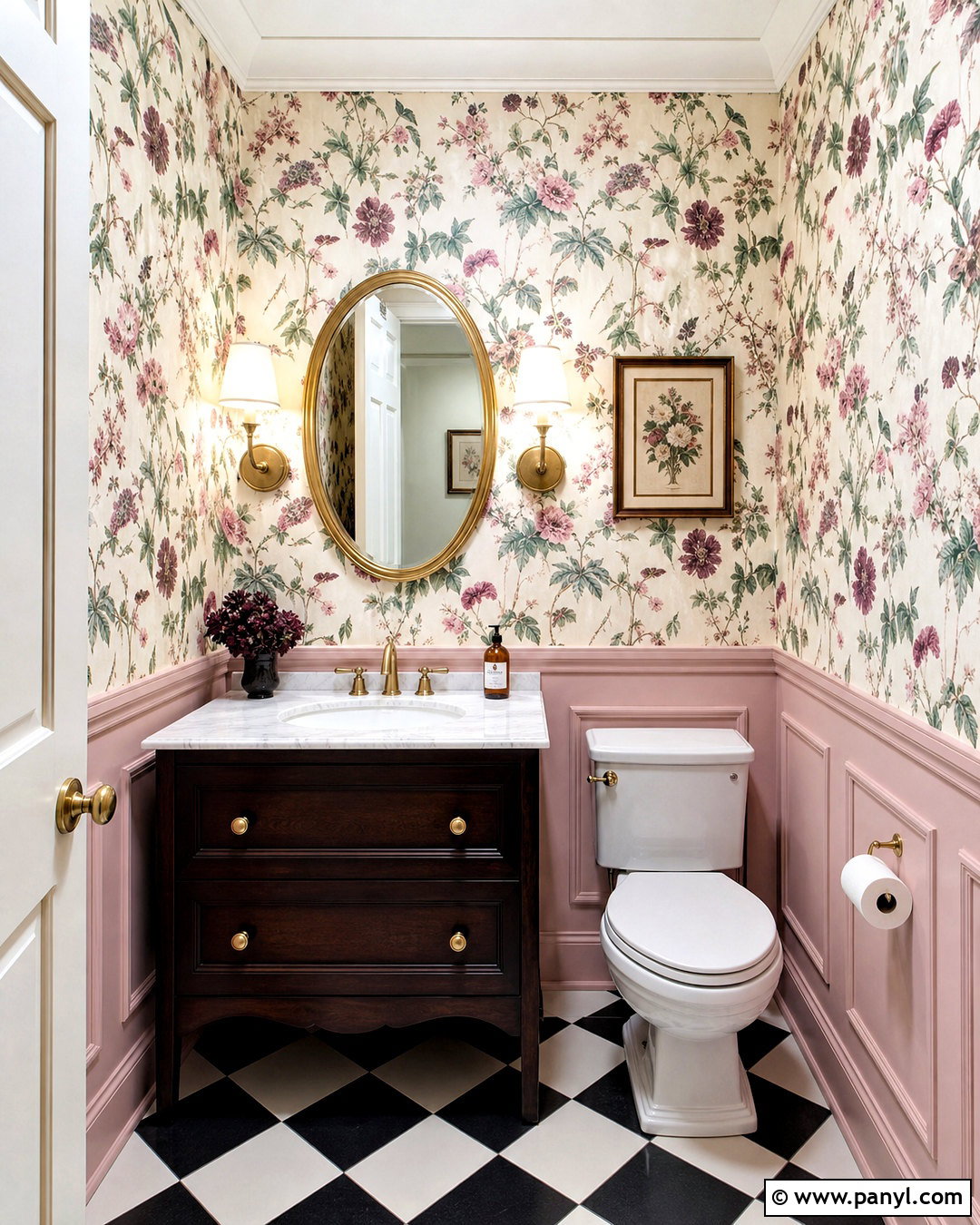 Middleton Pink Powder Room With Floral Wallpaper - 20 middleton pink farrow and ball ideas