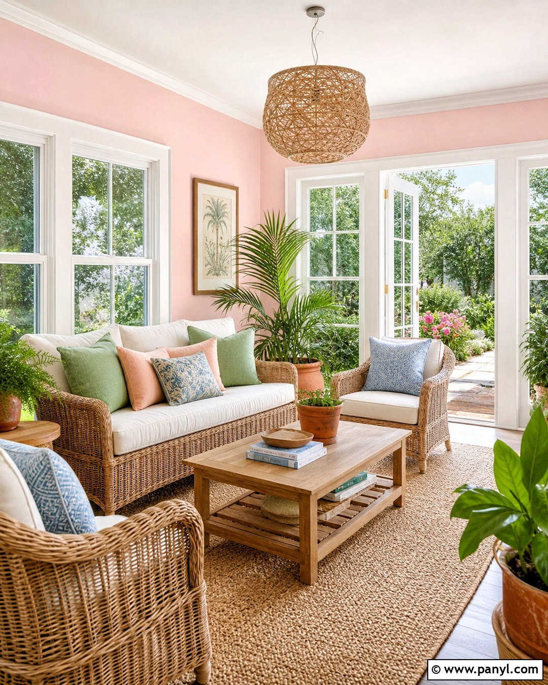 Middleton Pink Sunroom With Rattan Furniture - 20 middleton pink farrow and ball ideas